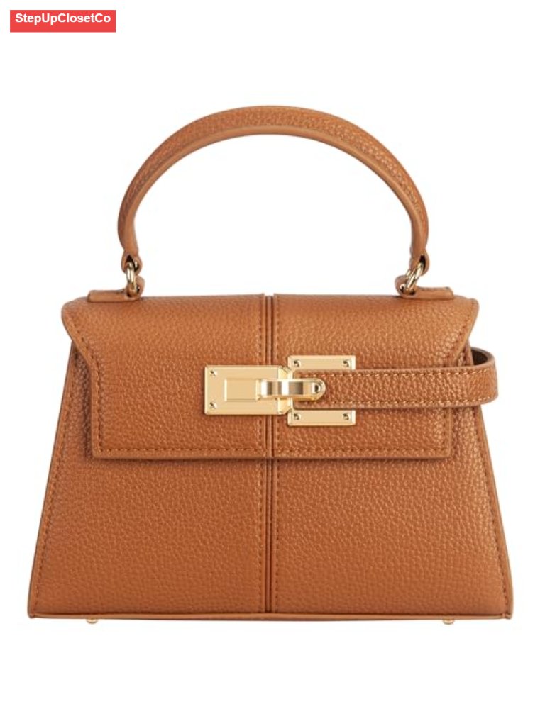 Vegan Leather Top Handle Handbag Crossbody Bag Fits Iphone 15 Pro Adjustable